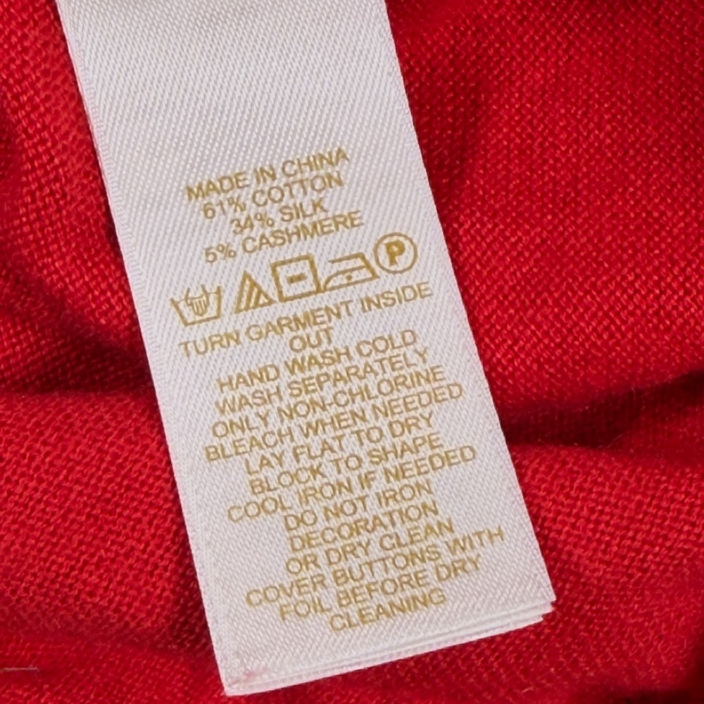 Kate Spade Red Embellished Cardigan Sweater Medium Silk Cashmere Cotton C258 - Picture 6 of 12